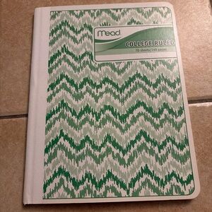 Mead Green Patterned College Ruled Notebook